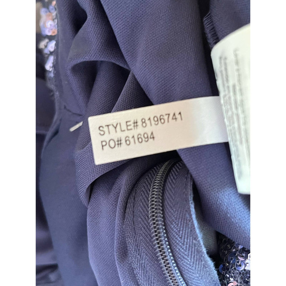 Alex Evenings Sequin Ruched Chiffon Column Gown in NAVY Size 10 NWT MSRP $209 - Picture 15 of 16